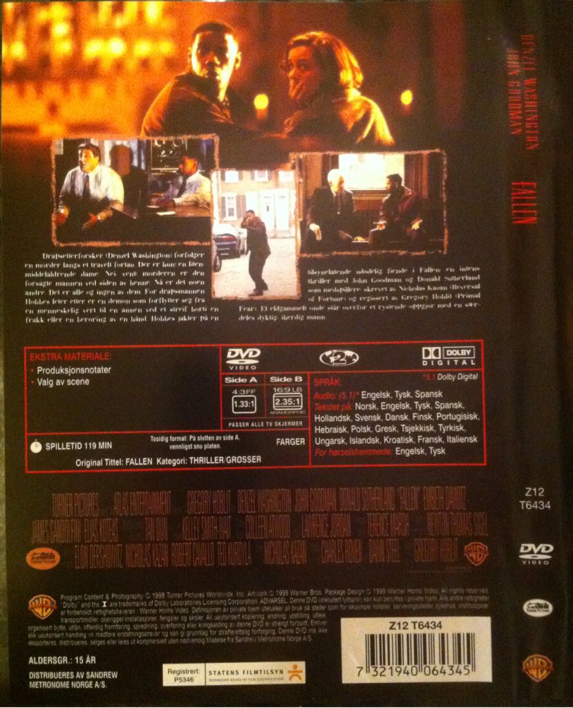 Fallen DVD movie collectible [Barcode 7321940064345] - Main Image 2