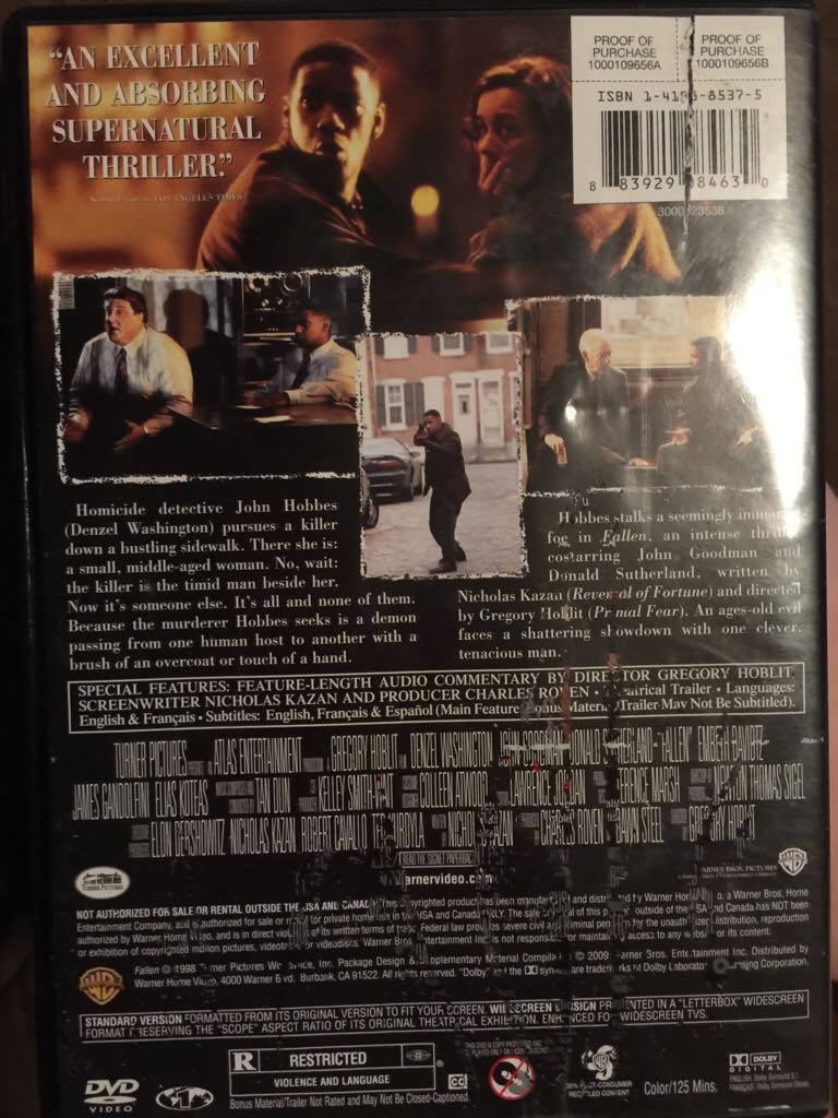 Fallen DVD movie collectible [Barcode 883929084630] - Main Image 2