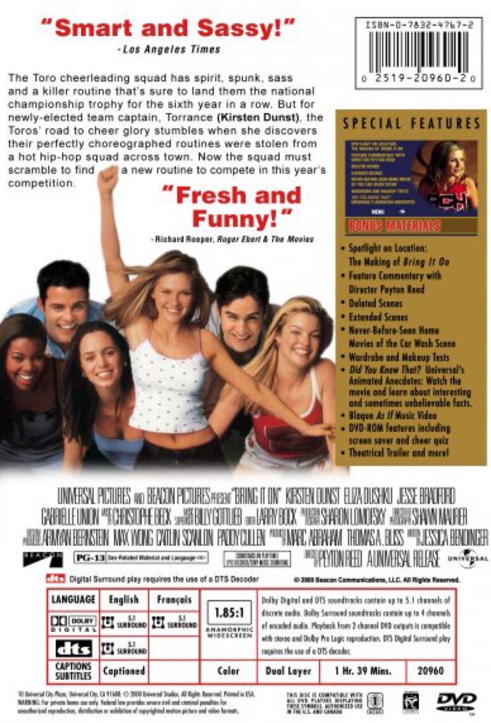 Bring It On DVD movie collectible [Barcode 0025192096020] - Main Image 2