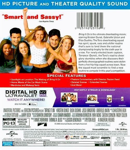 Bring It On Blu-ray movie collectible [Barcode 025192231582] - Main Image 2