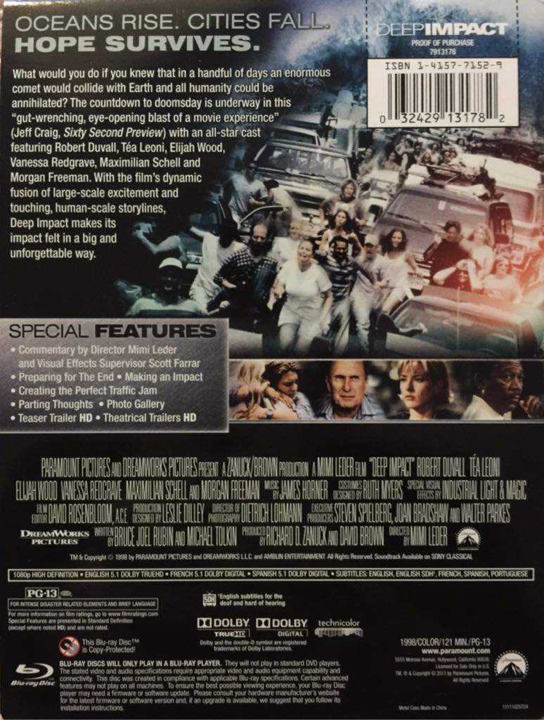 Deep Impact Steelbook Blu-ray movie collectible [Barcode 032429131782] - Main Image 2