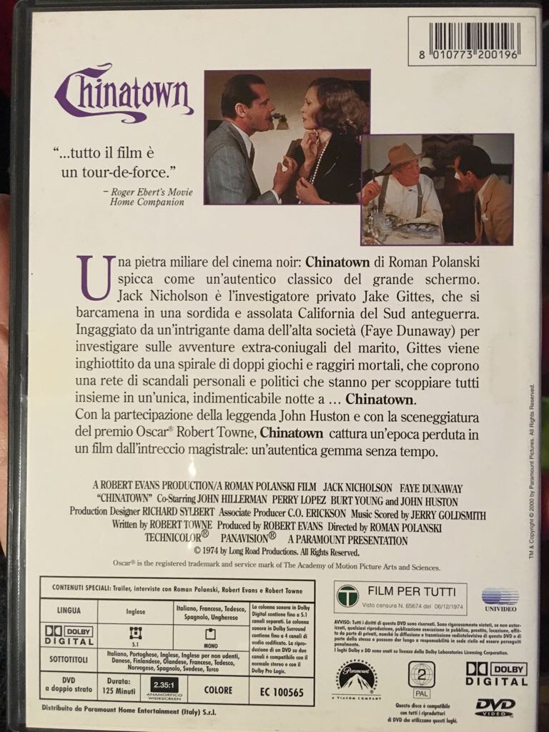 Chinatown DVD movie collectible [Barcode 8010773200196] - Main Image 2