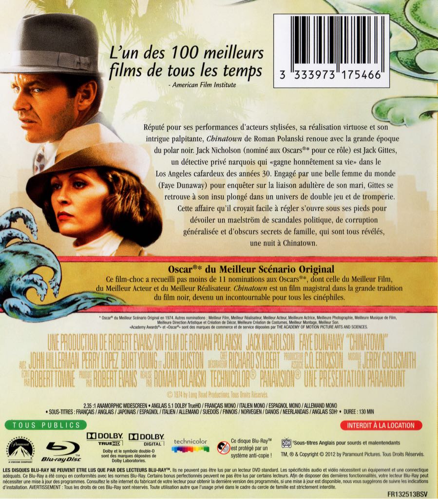 Chinatown Blu-ray movie collectible [Barcode 883929331994] - Main Image 2