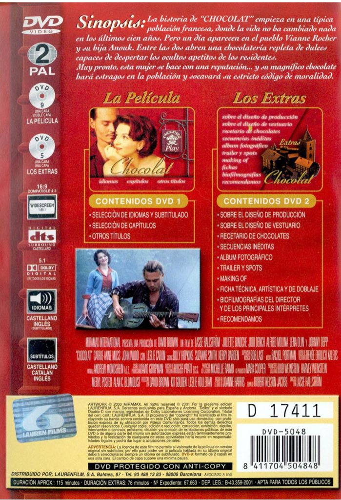 Chocolat DVD movie collectible [Barcode 8713045201456] - Main Image 2
