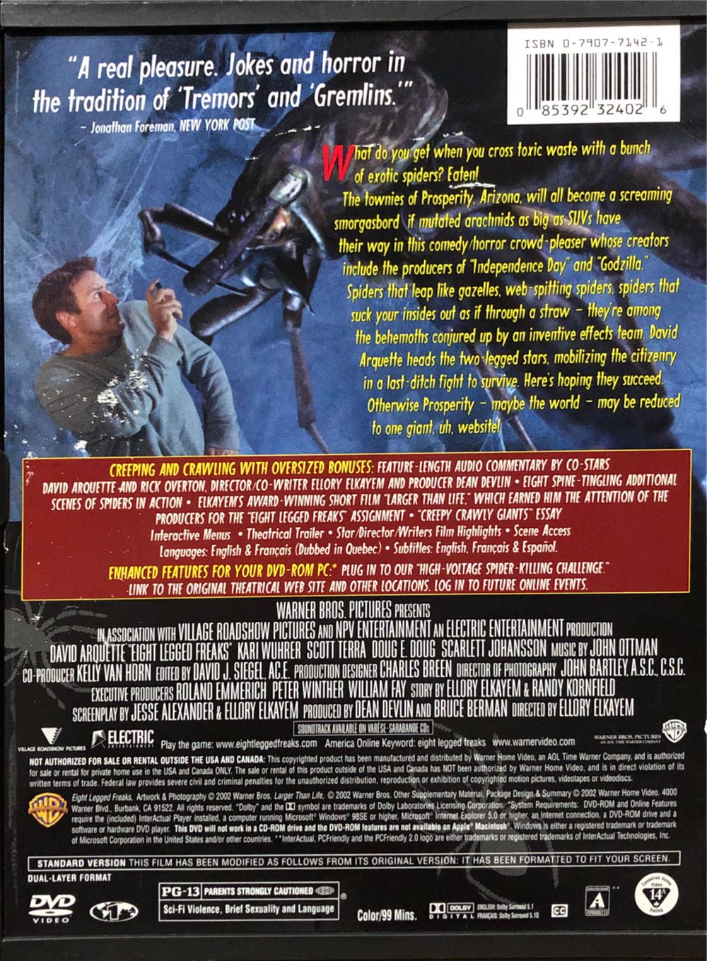 Eight Legged Freaks (Full-Screen Edition DVD/UPC: 085392324026) DVD movie collectible [Barcode 085392324026] - Main Image 2