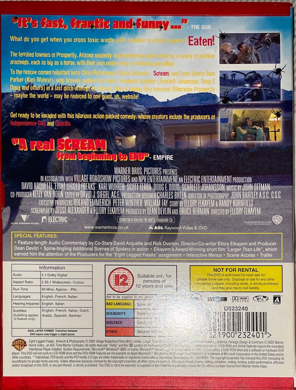 Eight Legged Freaks DVD movie collectible [Barcode 7321900232401] - Main Image 2