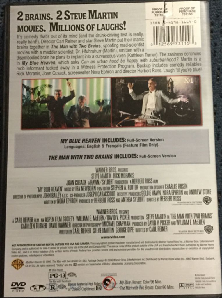 Man With Two Brains (the) DVD movie collectible [Barcode 7321900163750] - Main Image 2