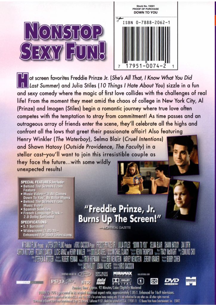 Down to You-Mel DVD movie collectible [Barcode 9398710463194] - Main Image 2