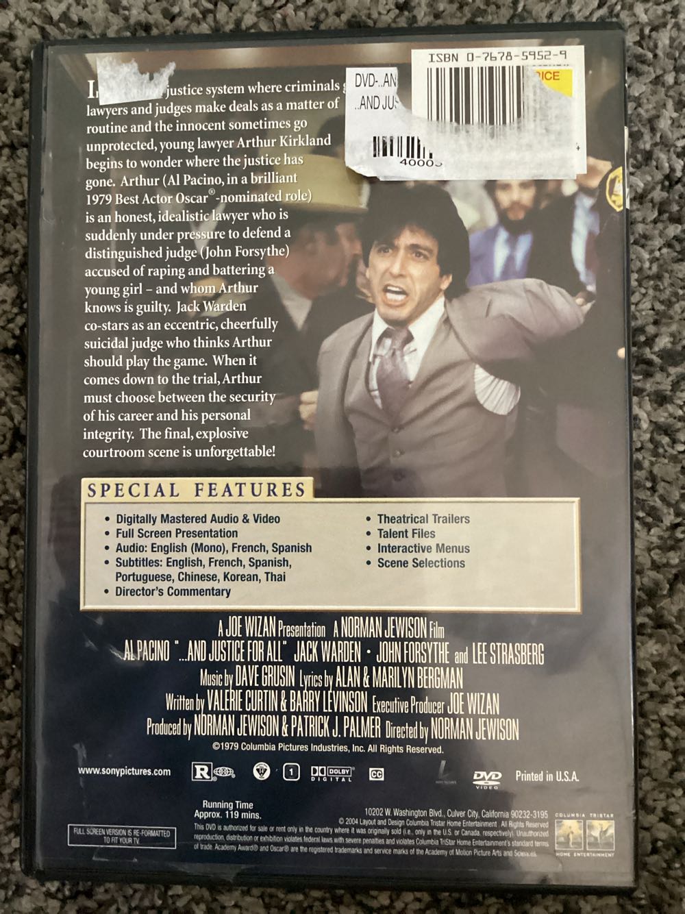 …and Justice for All (W/Insert) DVD movie collectible [Barcode 043396058194] - Main Image 3