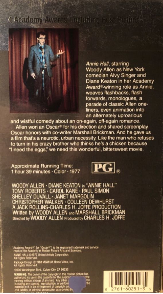 Annie Hall VHS movie collectible [Barcode 027616025135] - Main Image 2