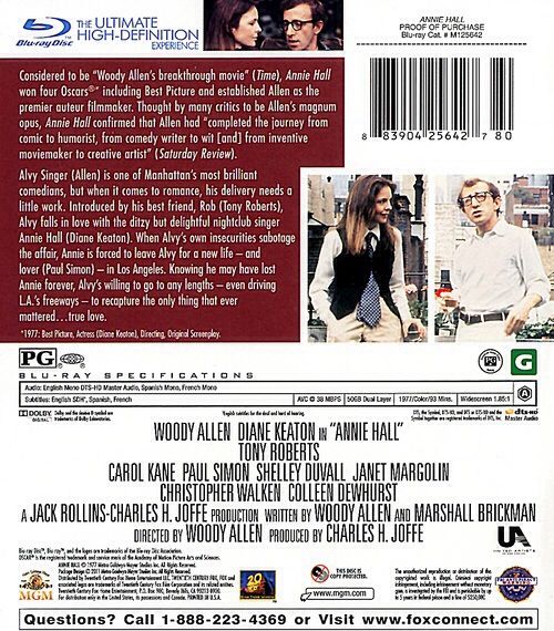 Annie Hall Blu-ray movie collectible [Barcode 883904256427] - Main Image 2