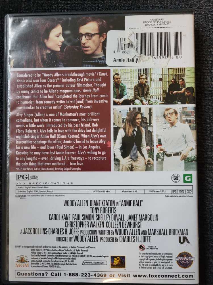 Annie Hall DVD movie collectible [Barcode 883904306610] - Main Image 2
