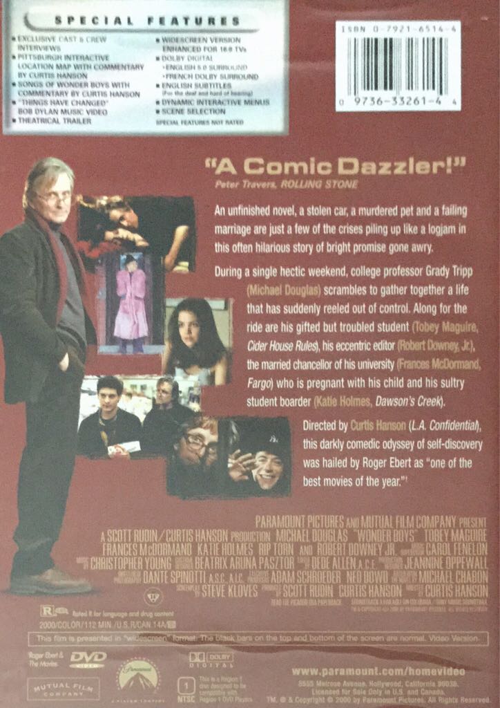 Wonder Boys DVD movie collectible [Barcode 097363326144] - Main Image 2