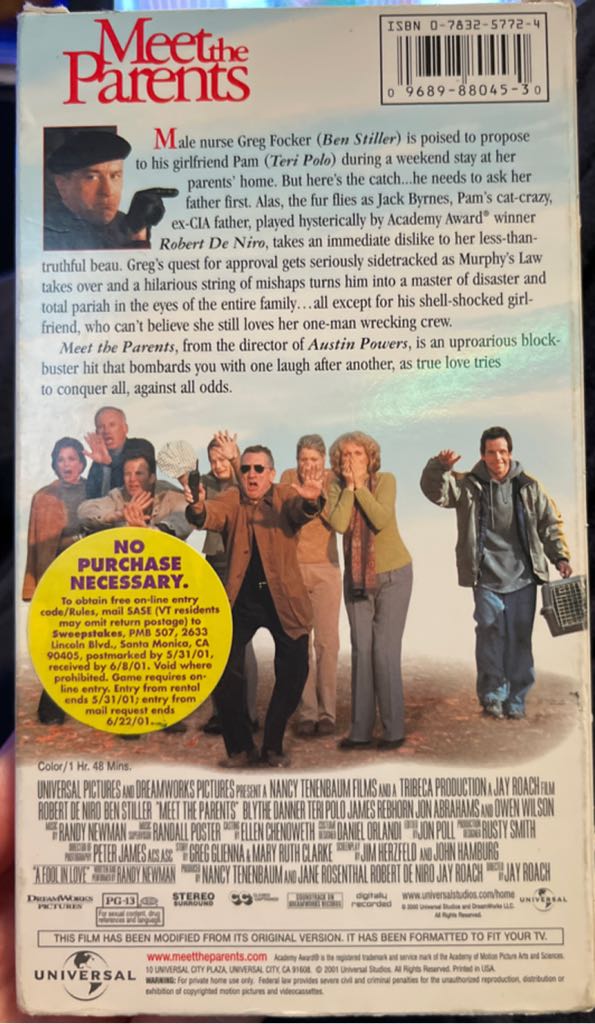 Meet the Parents VHS movie collectible [Barcode 096898804530] - Main Image 2