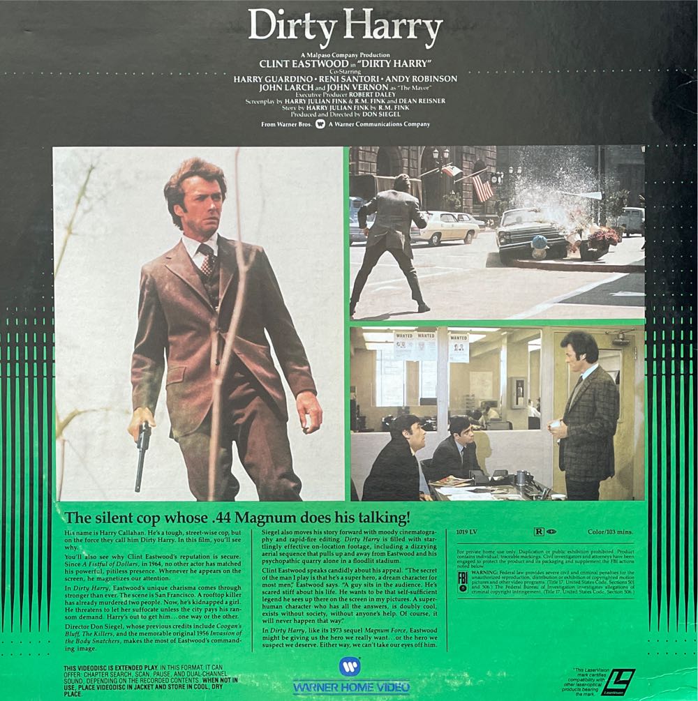 Dirty Harry (1971) Laser Disc movie collectible [Barcode 012569101968] - Main Image 2