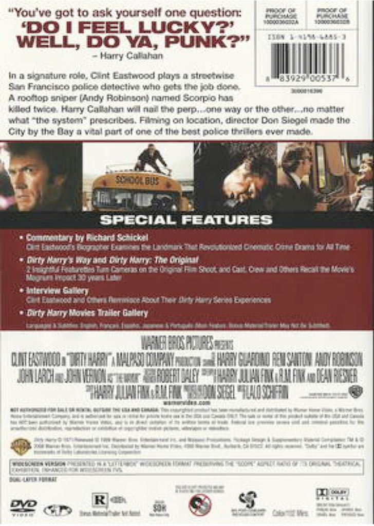Dirty Harry DVD movie collectible [Barcode 7321944215163] - Main Image 2