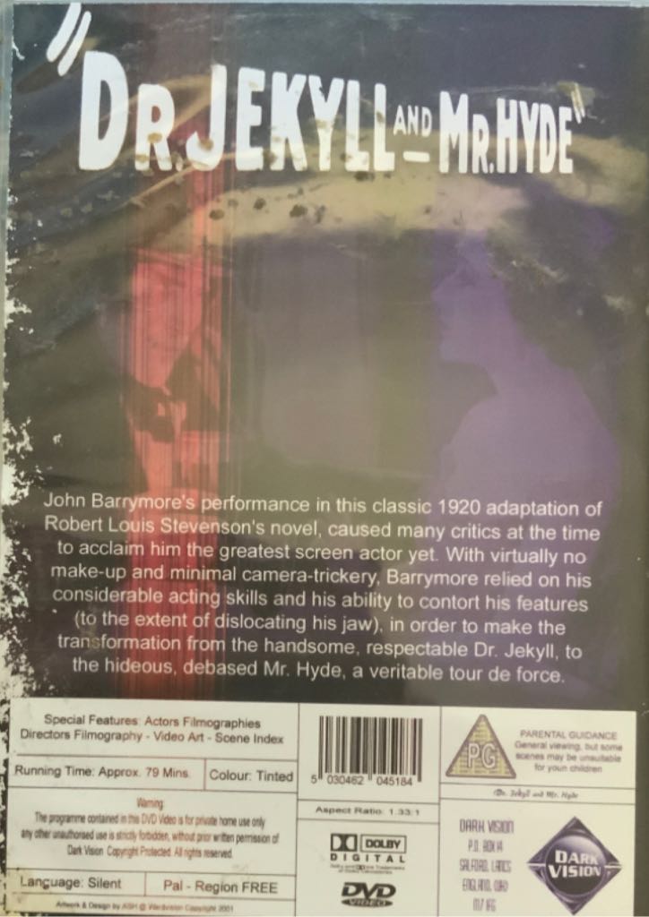 Dr. Jekyll and Mr. Hyde DVD movie collectible [Barcode 5030462045184] - Main Image 2