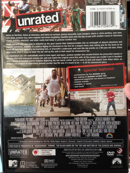 Jackass Number Two DVD movie collectible [Barcode 097361208749] - Main Image 2