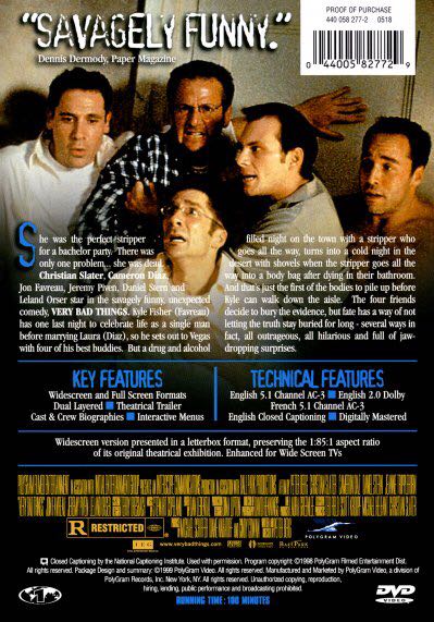 Very Bad Things DVD movie collectible [Barcode 014381548761] - Main Image 2