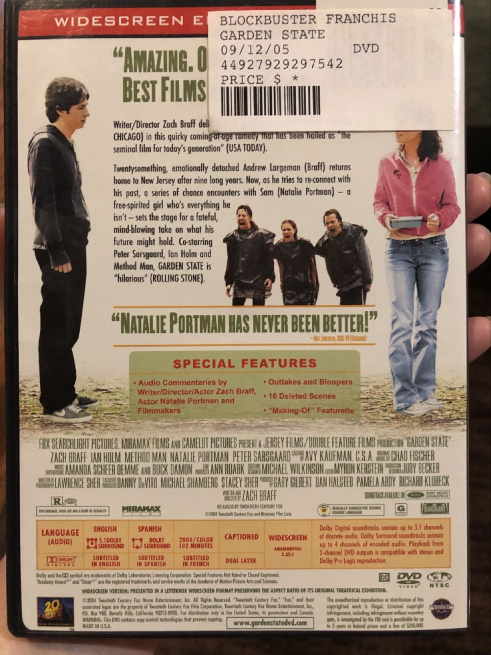 Garden State DVD movie collectible [Barcode 024543155959] - Main Image 3