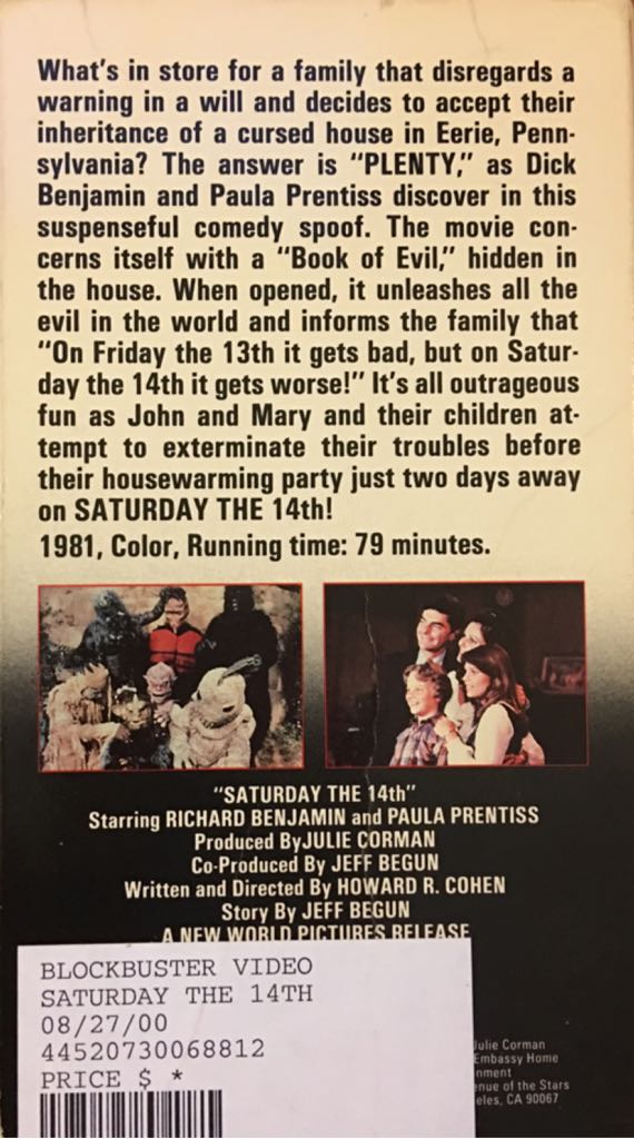 Saturday The 14th DVD movie collectible [Barcode 736991222595] - Main Image 2