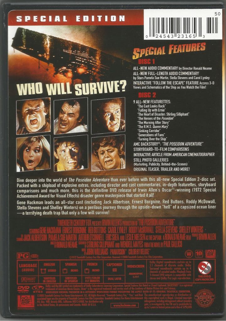 Poseidon Adventure, The (1972) DVD movie collectible [Barcode 024543231653] - Main Image 2