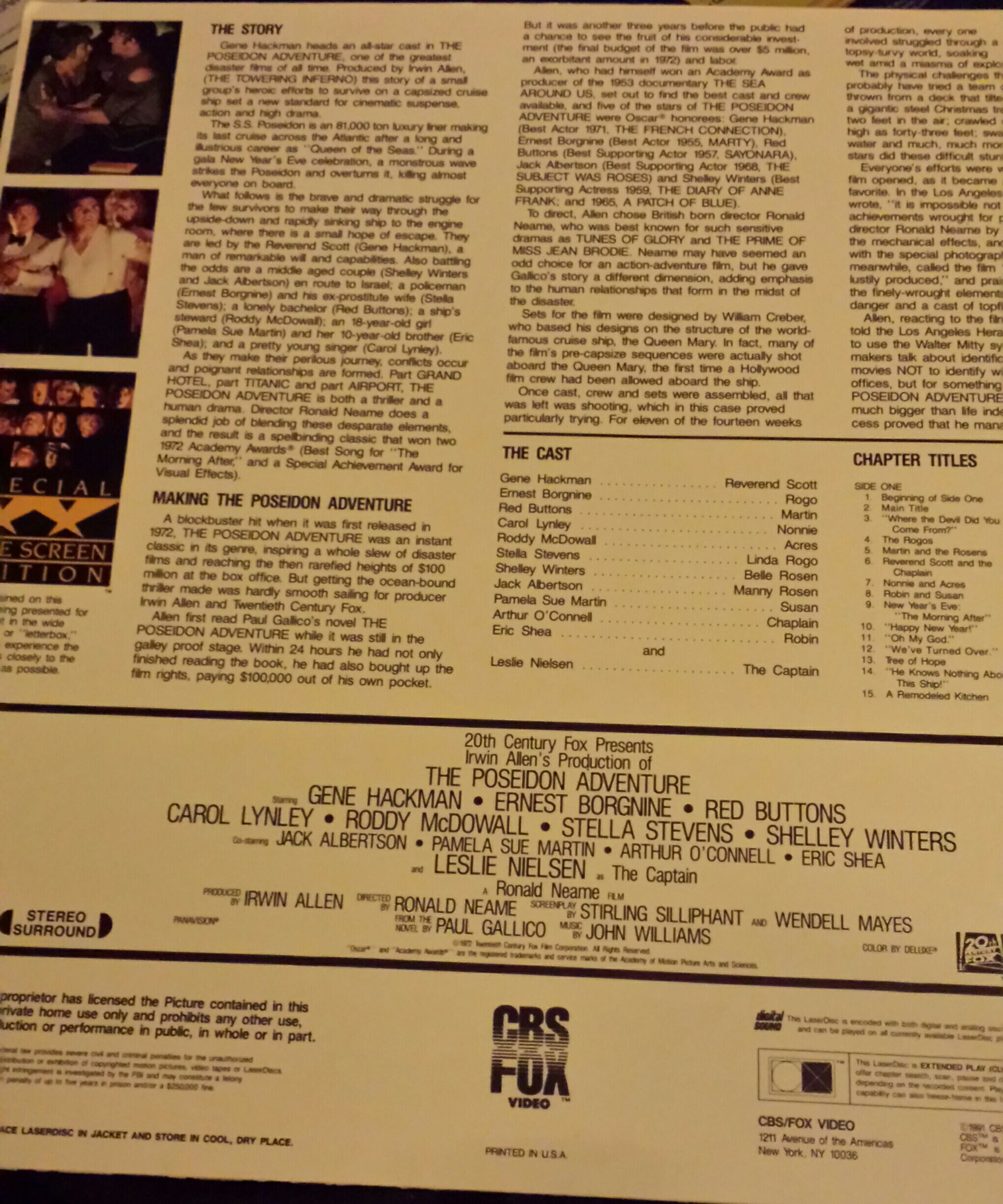 The Poseidon Adventure Laser Disc movie collectible [Barcode 086162105869] - Main Image 2