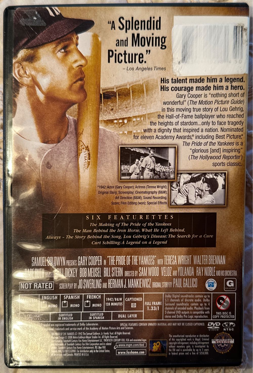 The Pride of the Yankees DVD movie collectible [Barcode 883904102991] - Main Image 2