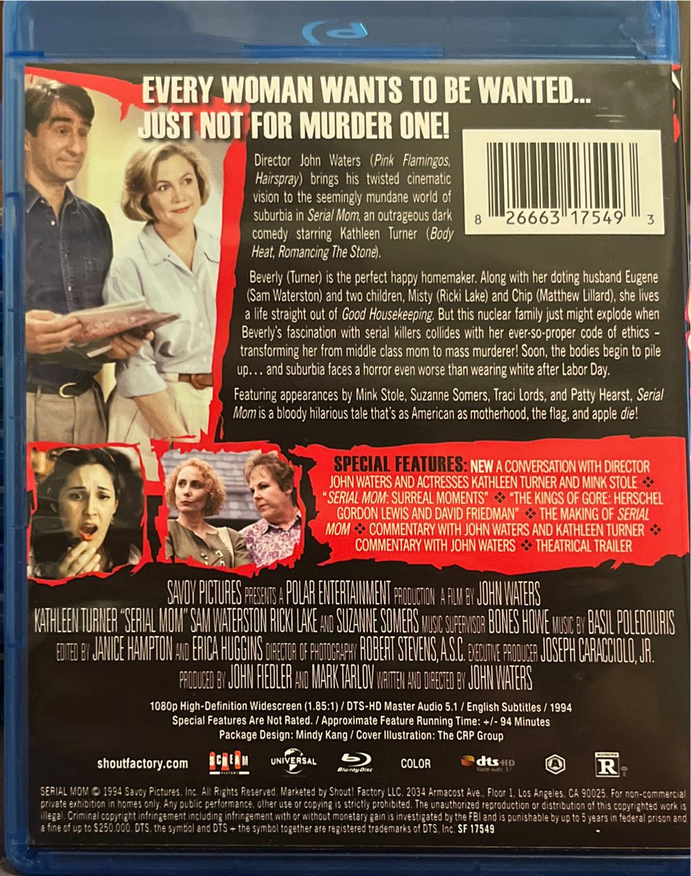 Serial Mom Blu-ray movie collectible [Barcode 826663175493] - Main Image 3