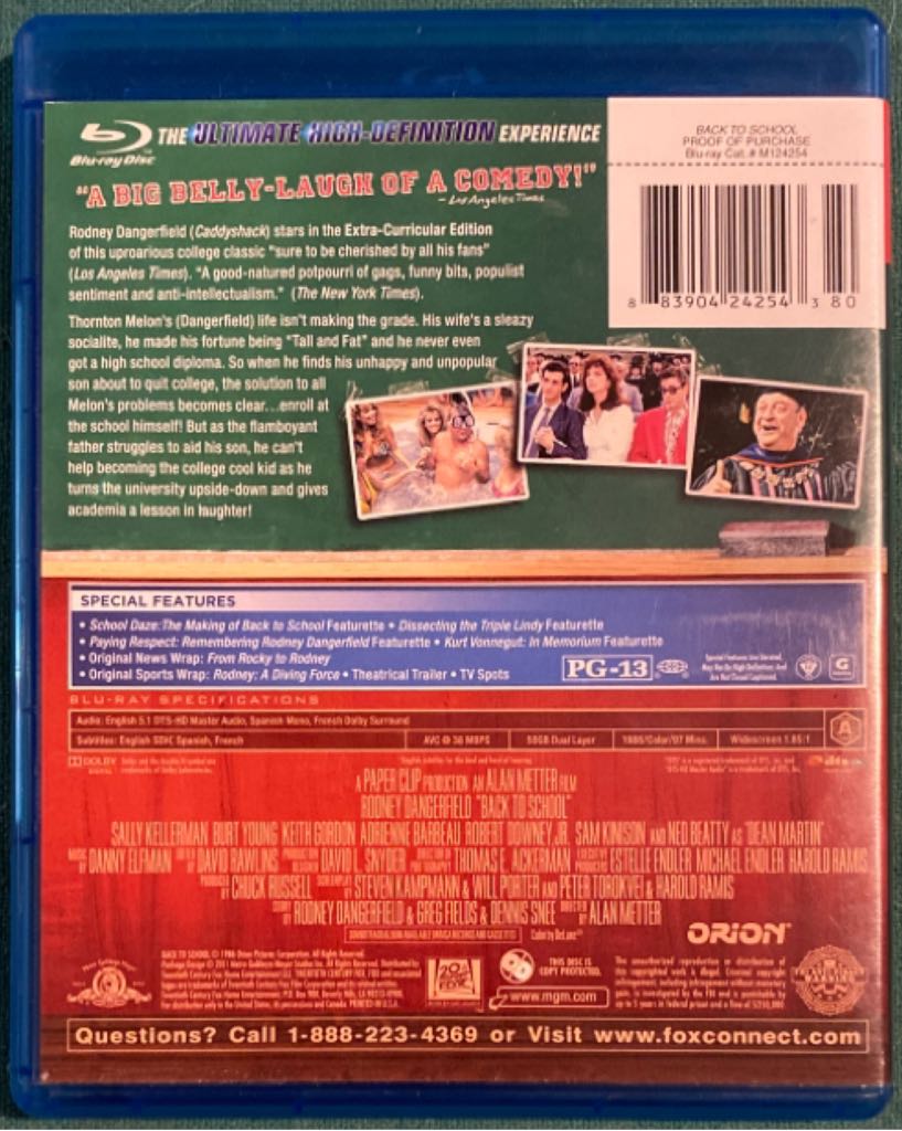 Back To School Blu-ray movie collectible [Barcode 883904242543] - Main Image 2