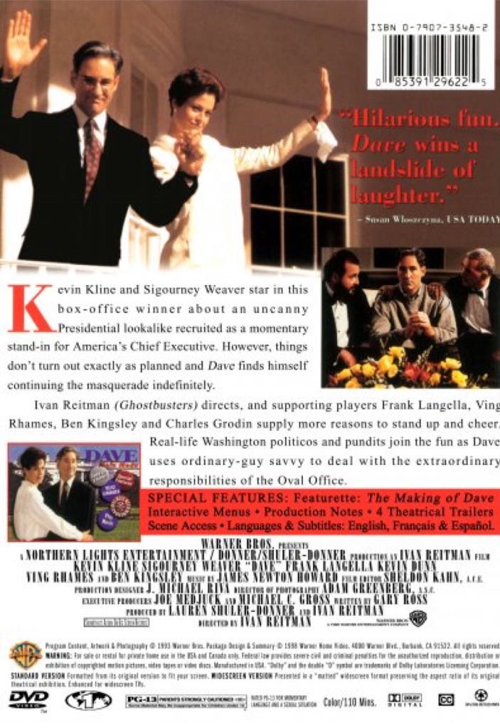 Dave DVD movie collectible [Barcode 085391296225] - Main Image 2