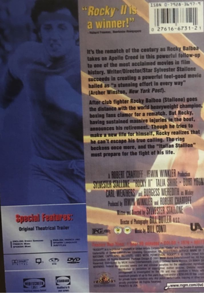 Rocky 2 VHS movie collectible [Barcode 027616673121] - Main Image 2