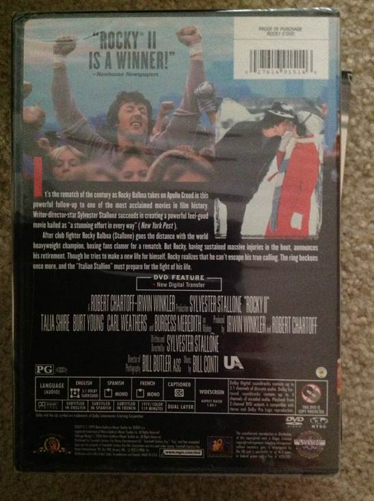 Rocky II Fandango at Home movie collectible [Barcode 027616915146] - Main Image 2