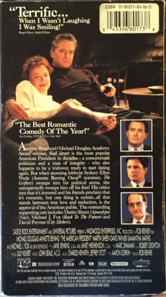 American President VHS VHS movie collectible [Barcode 043396801738] - Main Image 2