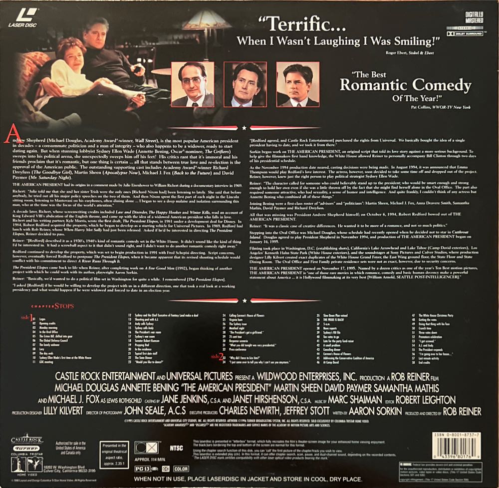 The American President Laser Disc movie collectible [Barcode 043396801769] - Main Image 2