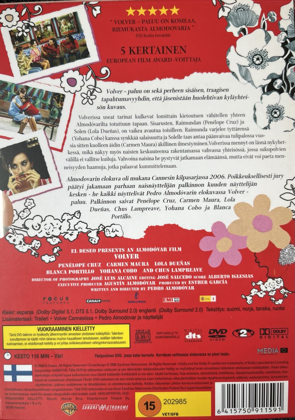 Volver-paluu DVD movie collectible [Barcode 6415750911591] - Main Image 2