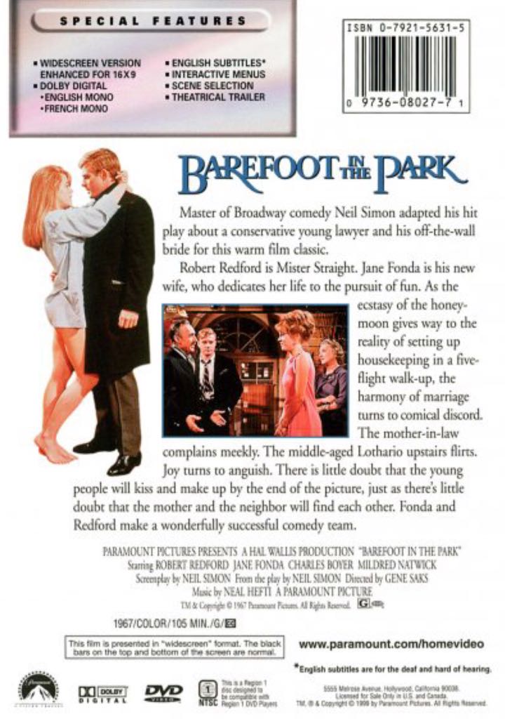 Barefoot in the Park Fandango at Home movie collectible [Barcode 9324915050808] - Main Image 2