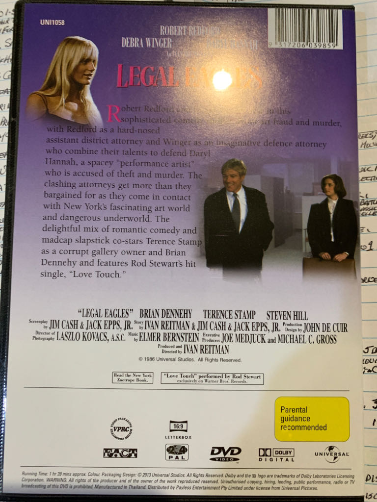 Legal Eagles DVD movie collectible [Barcode 9317206039859] - Main Image 2