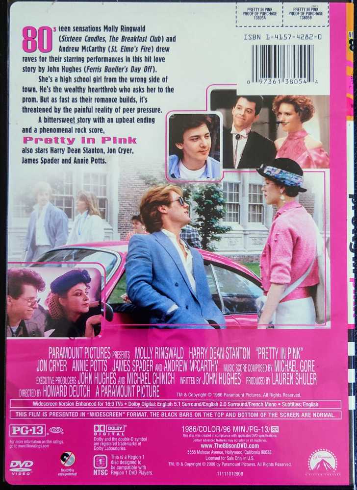 Pretty In Pink DVD movie collectible [Barcode 097361380544] - Main Image 3