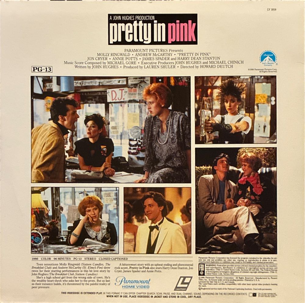 Pretty in Pink Laser Disc movie collectible [Barcode 9736018584] - Main Image 2