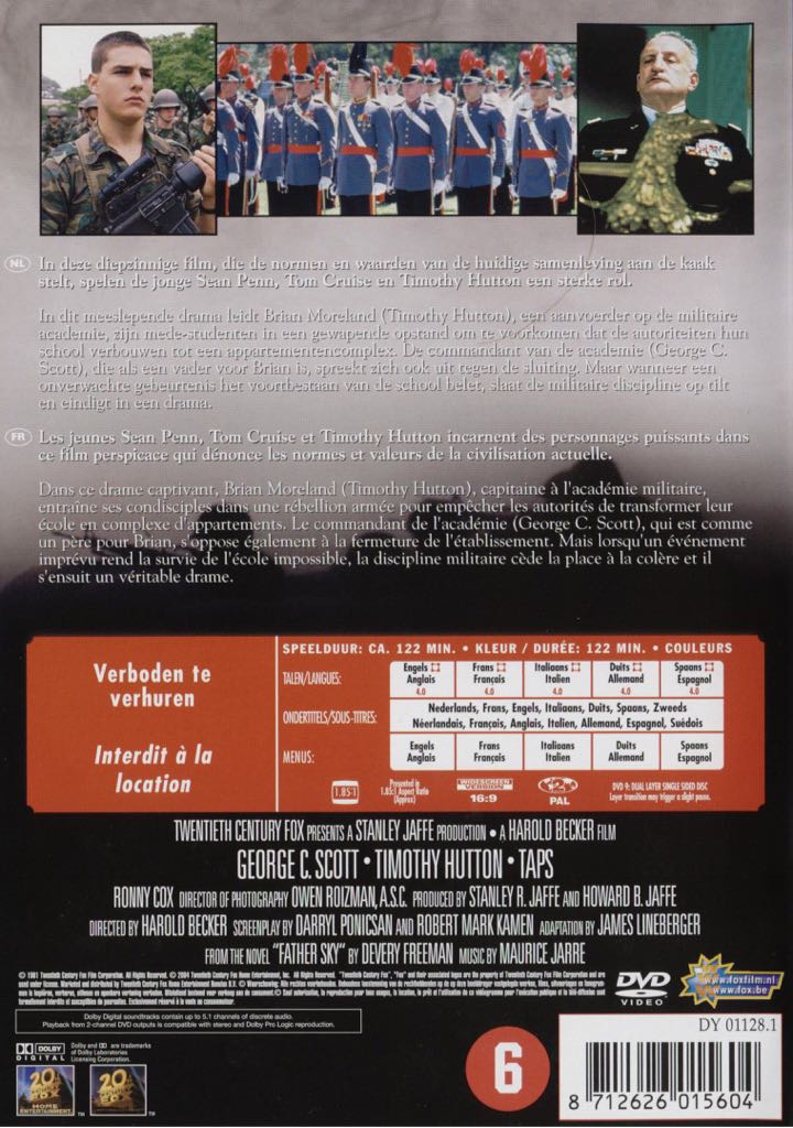 Taps DVD movie collectible [Barcode 024543009139] - Main Image 2