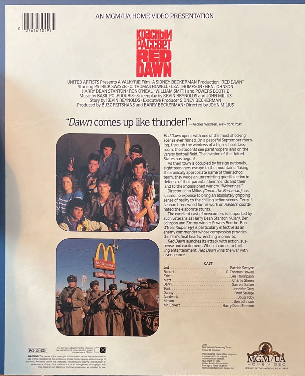 Red Dawn CED movie collectible [Barcode 027616104991] - Main Image 2