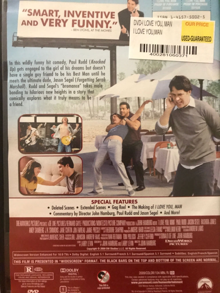 I Love You, Man DVD movie collectible [Barcode 097363476849] - Main Image 2