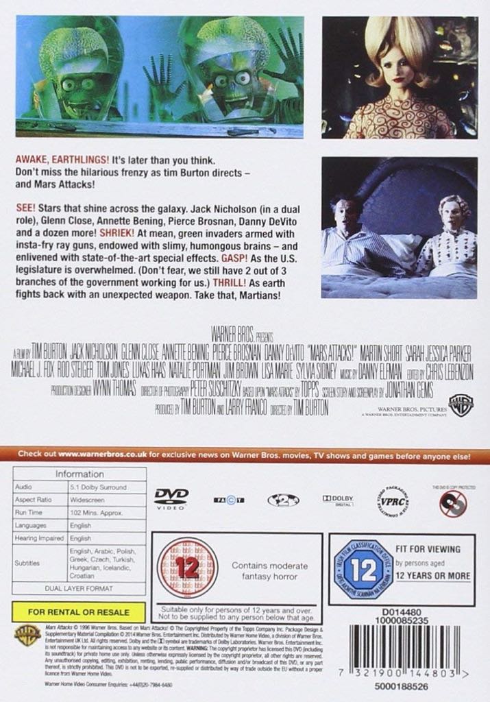 Mars Attacks! (Digital)  Digital Copy movie collectible [Barcode 5051292071662] - Main Image 2