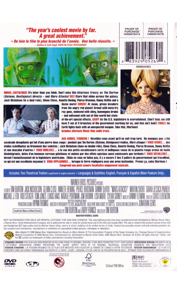 Mars Attacks! Digital Copy movie collectible [Barcode 7321926144801] - Main Image 2