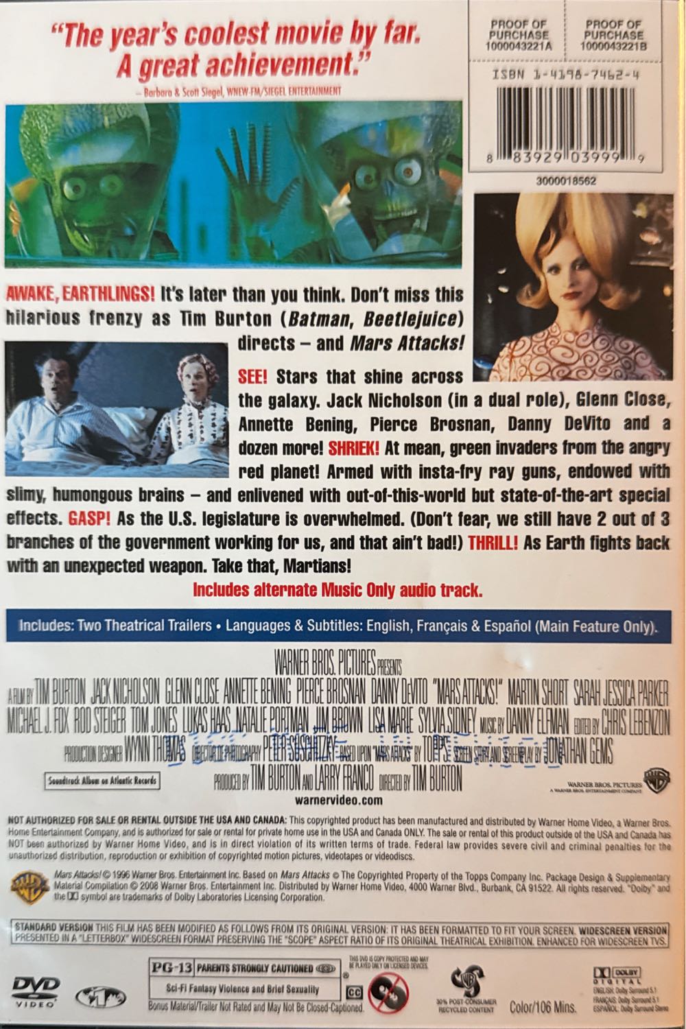 Mars Attacks! DVD movie collectible [Barcode 883929039999] - Main Image 3