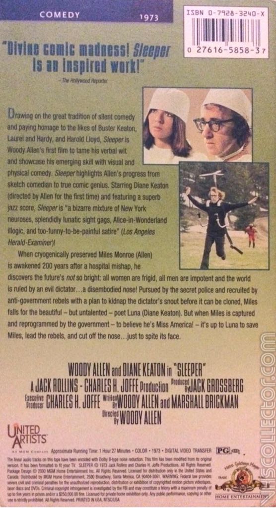 Sleeper VHS movie collectible [Barcode 027616585837] - Main Image 2