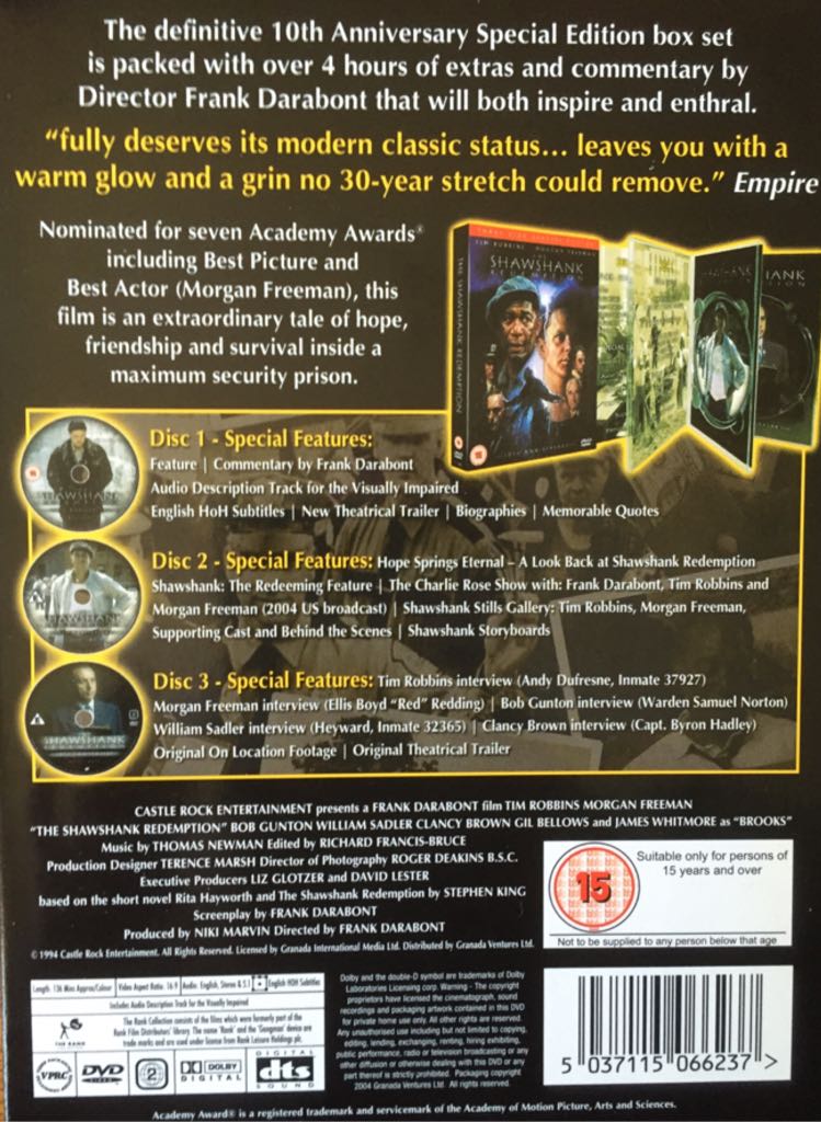 The Shawshank Redemption DVD movie collectible [Barcode 5037115066237] - Main Image 2