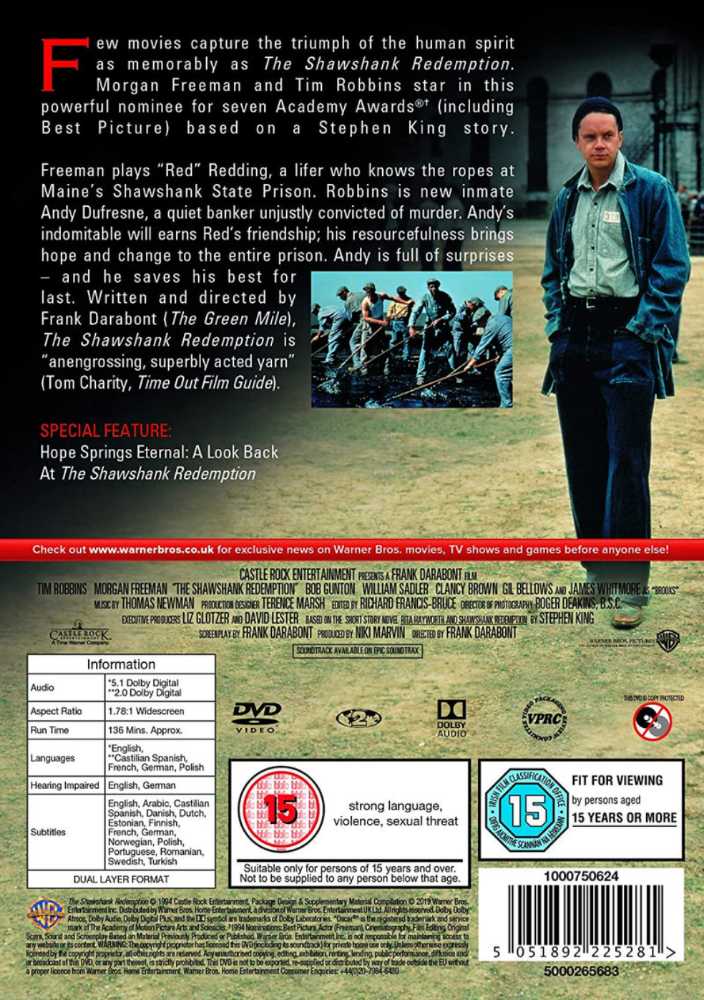 The Shawshank Redemption Blu-ray movie collectible [Barcode 8392908515] - Main Image 2