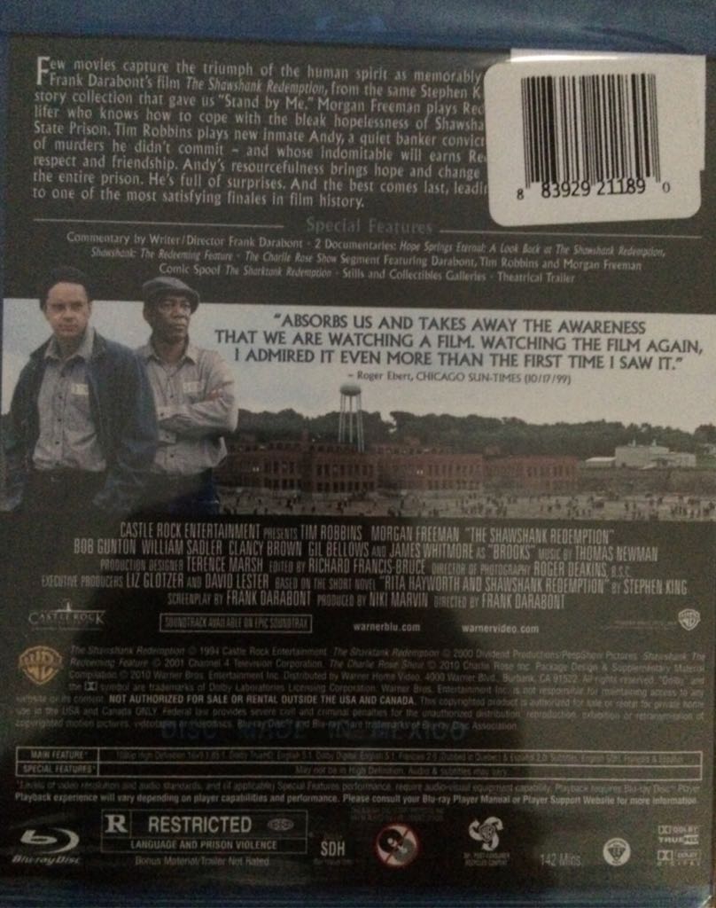 The Shawshank Redemption Blu-ray movie collectible [Barcode 883929211890] - Main Image 2